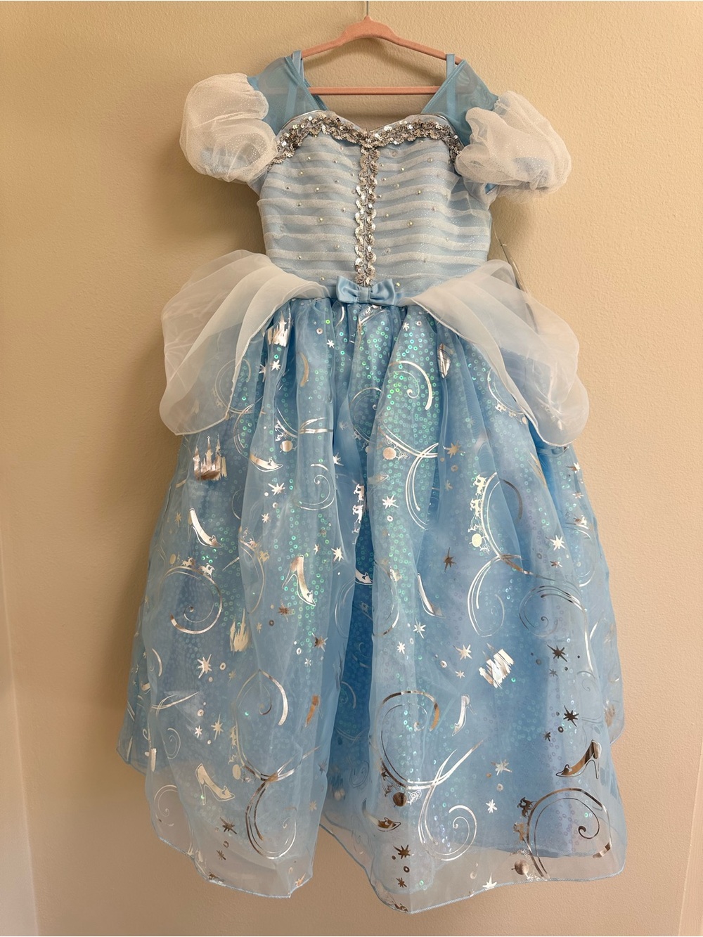 NWT Disney Cinderella Princess Blue Sequin Costume Dress Size 7/8